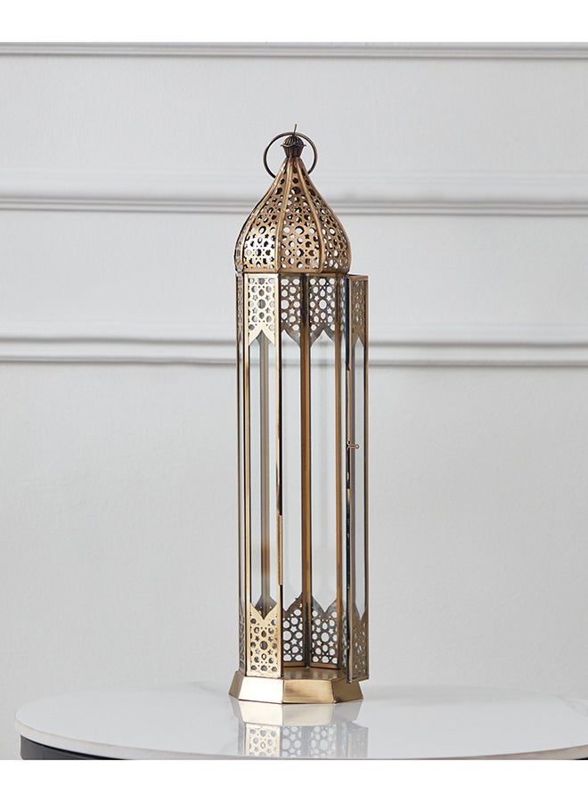 Home Box Isaba Antique Metal Cutwork Lantern - 9x9x48 cm - Image 3